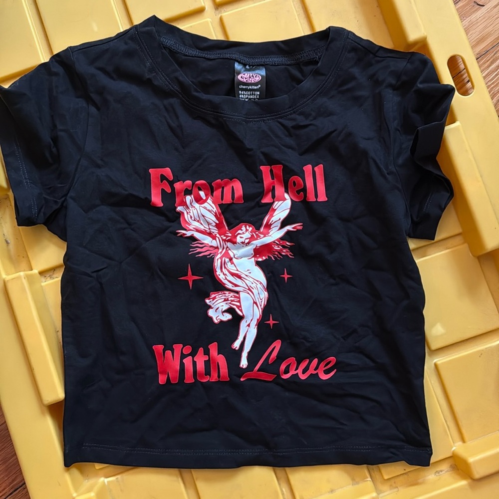 Never Worn black Cherry Kitten tee shirt “From Hell with Love”
